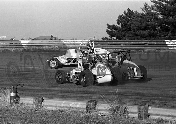 Gary #12 "shakes hands" with Pancho Carter #21 with Johnny Parsons Terre Haute 11-2-80