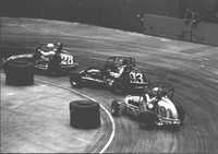 1st race after '74 injury Gary #93 one hands his way to win with Spike Gehlhausen #91 and Bob Lithgow Ft. Wayne 1-5-75