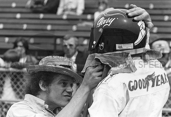 Jim Coogan helps Gary at Indy 1975