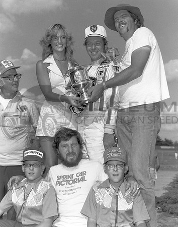 John Mahoney (podium) with Gene Crucean and Gary's sons Todd and Cary  with Paul Leffler (left) Terre Haute 8-1-76