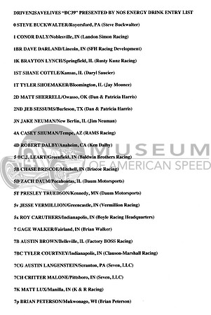 Entry List  page 1