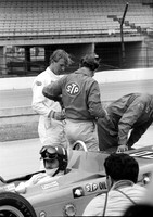 Hill in car, Mike Spence rear  Indy 1968