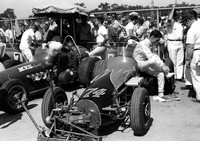 Ronnie Burke (MVS car in rear)  Hoosier 100  9-12-70