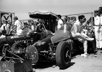 Ronnie Burke (MVS car in rear)  Hoosier 100  9-12-70