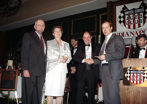 Jim, Paulie & Mike Streicher with Roger McCluskey  USAC Banquet 1-24-92