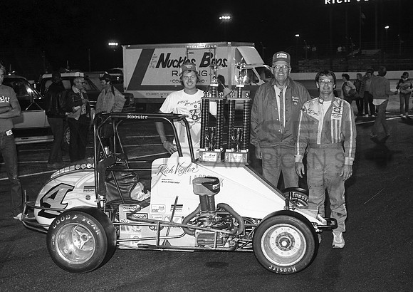 Jim & Mike Streicher with Rich Vogler  Indy Speedrome 9-12-83