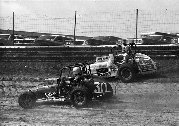 #63 with Karl Busson #30  Eldora 4-11-76
